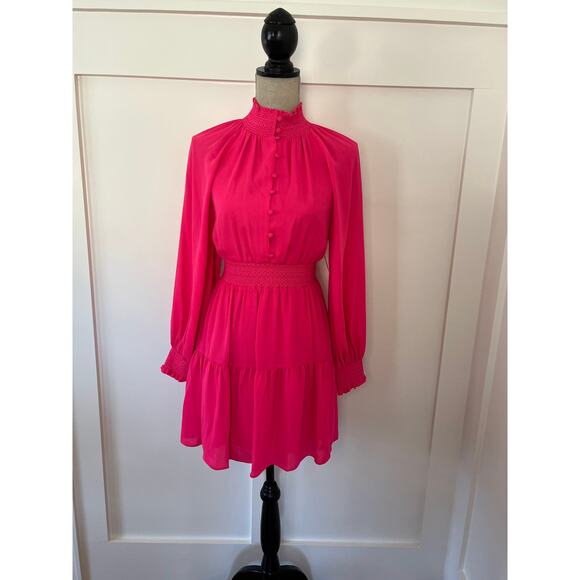 Alice & Olivia Long Sleeve Mini Dress Wild Pink Size 2 - Picture 2 of 5